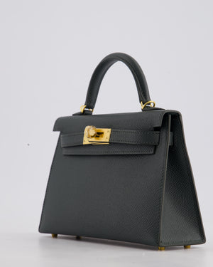 Hermès Mini Kelly II 20cm Bag In Vert Mangrove Epsom Leather with Gold Hardware