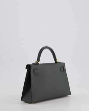 Hermès Mini Kelly II 20cm Bag In Vert Mangrove Epsom Leather with Gold Hardware