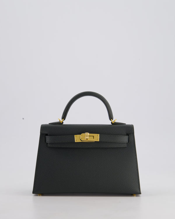 Hermès Mini Kelly II 20cm Bag In Vert Mangrove Epsom Leather with Gold Hardware