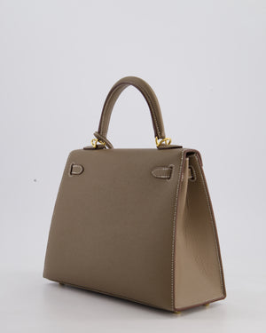 Hermès Kelly 25 Sellier Bag in Etoupe Epsom Leather and Gold Hardware