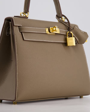 Hermès Kelly 25 Sellier Bag in Etoupe Epsom Leather and Gold Hardware