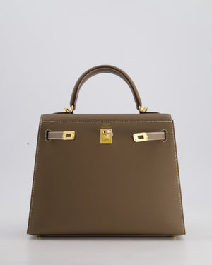 Hermès Kelly 25 Sellier Bag in Etoupe Epsom Leather and Gold Hardware