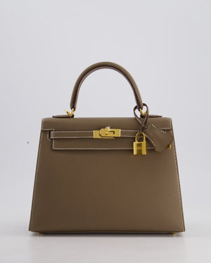 Hermès Kelly 25 Sellier Bag in Etoupe Epsom Leather and Gold Hardware