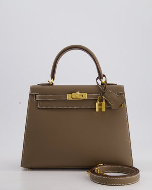 Hermès Kelly 25 Sellier Bag in Etoupe Epsom Leather and Gold Hardware