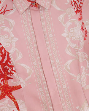 Versace Pink Coral Printed Silk Mini Dress Size IT 36 (UK 4)