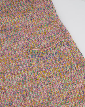 Chanel Pink Multicolour Knitted Mini Dress with CC Logo Detail Size FR 38 (UK 10)