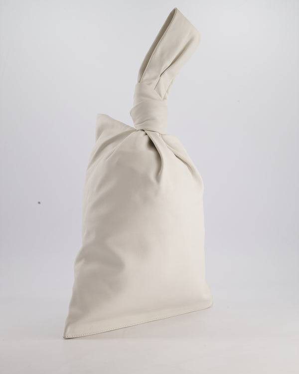 Bottega Veneta Large White Calfskin Leather Knot Clutch Bag