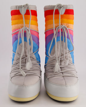 Moon Boot Grey Snow Boots with Rainbow Detail Size EU 39/41.5