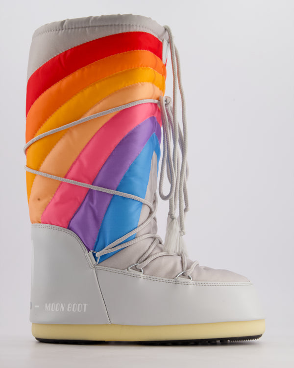 Moon Boot Grey Snow Boots with Rainbow Detail Size EU 39/41.5