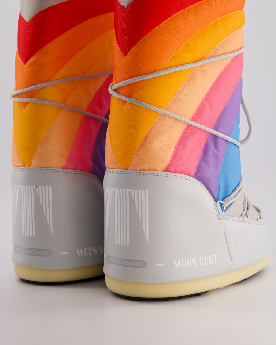 Moon Boot Grey Snow Boots with Rainbow Detail Size EU 39/41.5