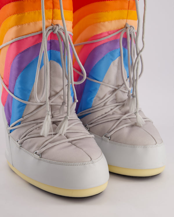 Moon Boot Grey Snow Boots with Rainbow Detail Size EU 39/41.5