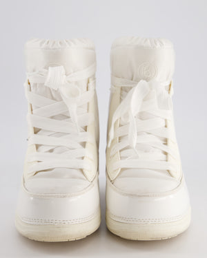 Bogner White Nylon and Leather Lace Up Snow Boots Size EU 39-41