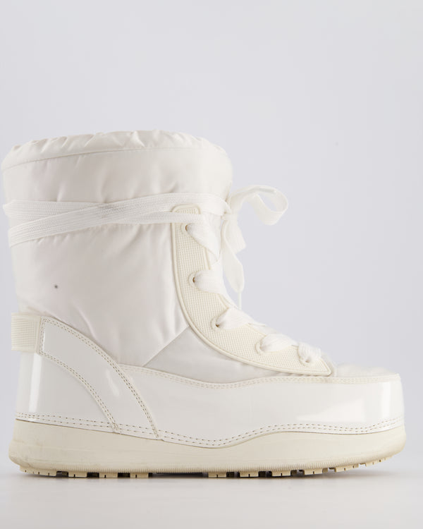 Bogner White Nylon and Leather Lace Up Snow Boots Size EU 39-41
