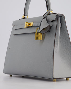 Hermès Kelly 25cm Bag in Bleu Glacier Epsom Leather with Gold Hardware