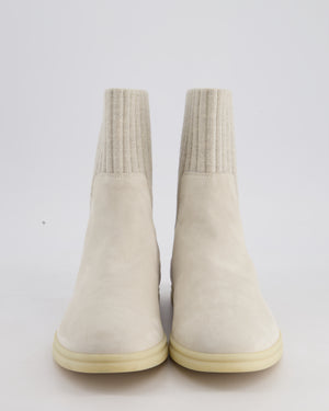 Loro Piana Cream Suede Leather Sock Ankle Boots Size EU 39.5