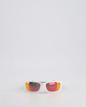 Prada Linea Rossa Impavid White Sunglasses with Red Logo Detail