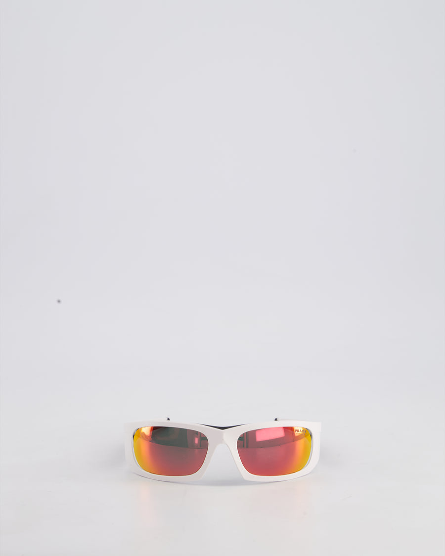 Prada Linea Rossa Impavid White Sunglasses with Red Logo Detail