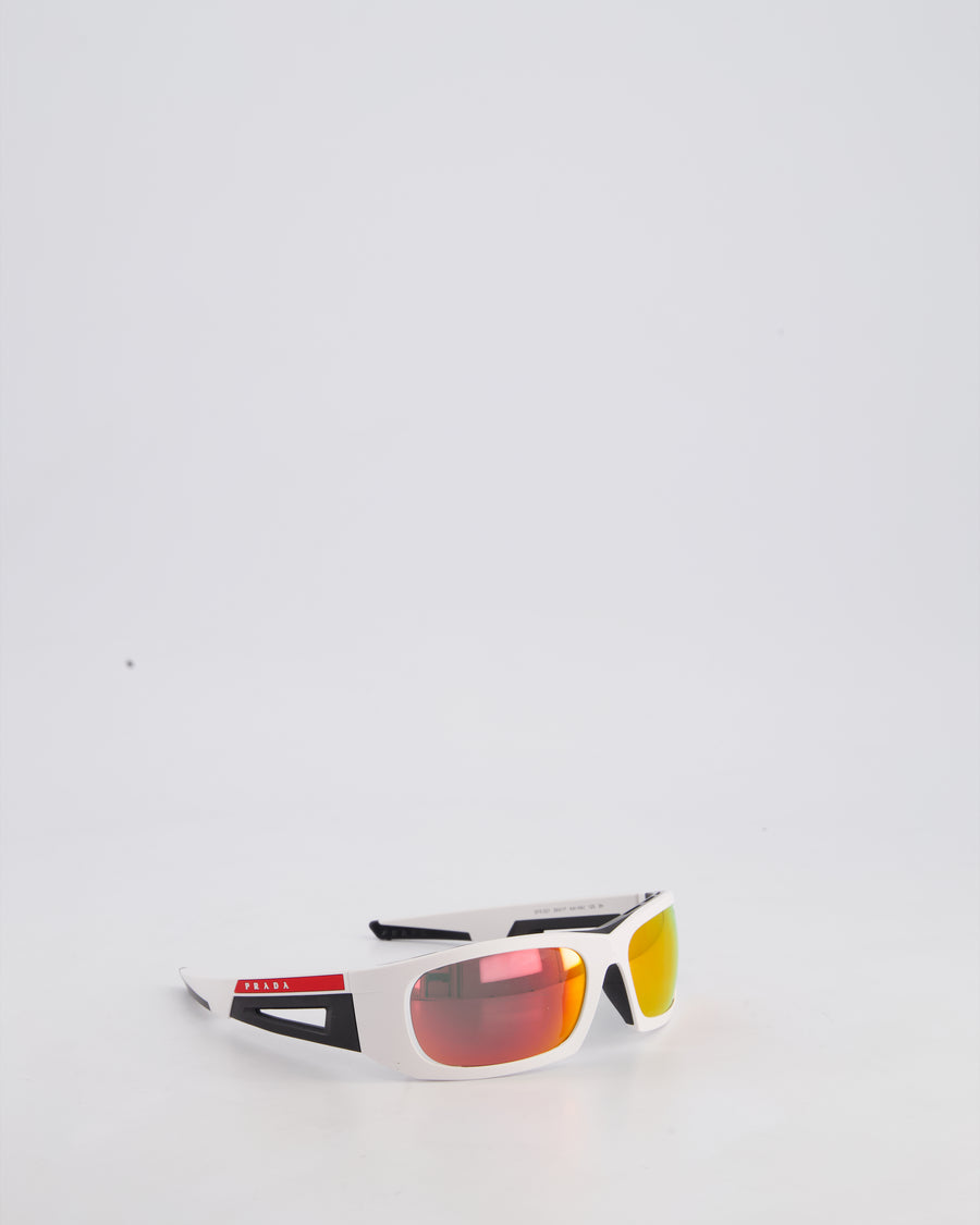 Prada Linea Rossa Impavid White Sunglasses with Red Logo Detail