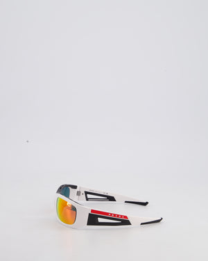 Prada Linea Rossa Impavid White Sunglasses with Red Logo Detail