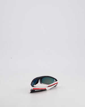 Prada Linea Rossa Impavid White Sunglasses with Red Logo Detail