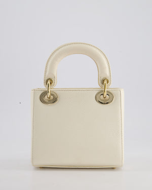Christian Dior White Lizard Mini Lady Dior Bag with Gold Hardware