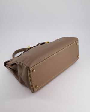 Hermès Kelly 40cm Retourne Bag in Etoupe Togo Leather with Gold Hardware