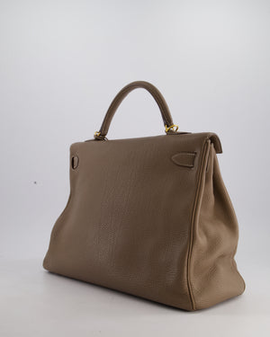 Hermès Kelly 40cm Retourne Bag in Etoupe Togo Leather with Gold Hardware