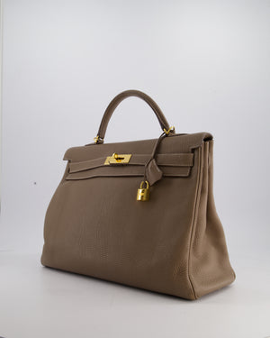 Hermès Kelly 40cm Retourne Bag in Etoupe Togo Leather with Gold Hardware