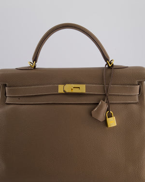 Hermès Kelly 40cm Retourne Bag in Etoupe Togo Leather with Gold Hardware
