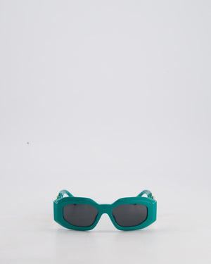 Versace Maxi Medusa Turquoise Sunglasses with Gold Logo Detail