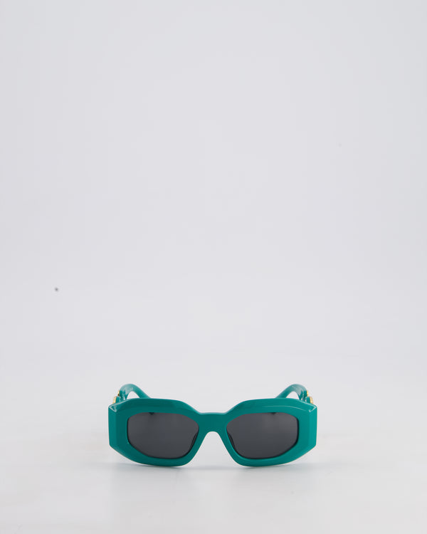Versace Maxi Medusa Turquoise Sunglasses with Gold Logo Detail
