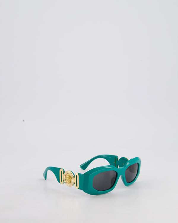 Versace Maxi Medusa Turquoise Sunglasses with Gold Logo Detail