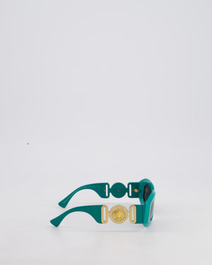 Versace Maxi Medusa Turquoise Sunglasses with Gold Logo Detail