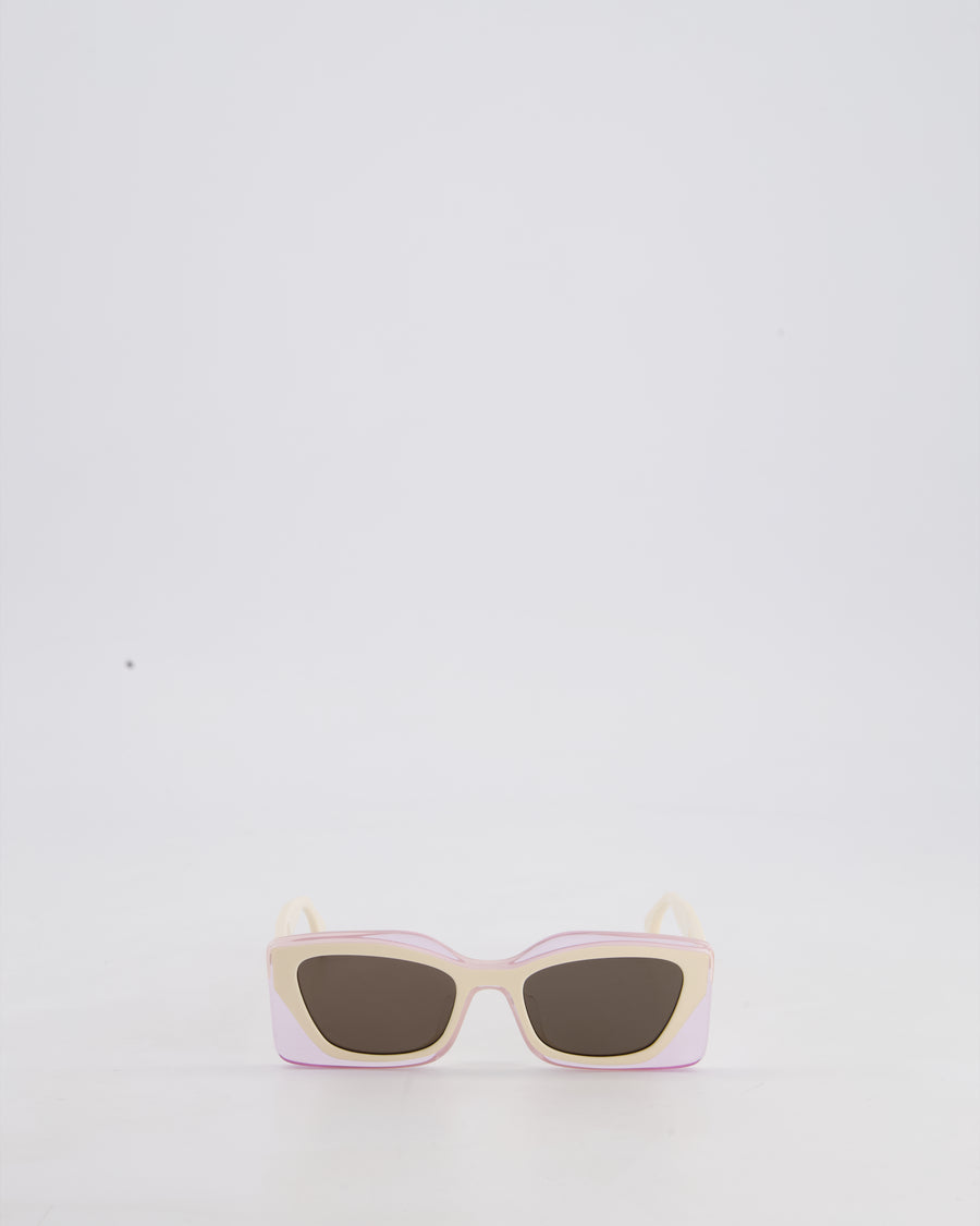Fendi White and Lilac Feel Acetate Square Sunglasses