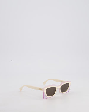 Fendi White and Lilac Feel Acetate Square Sunglasses