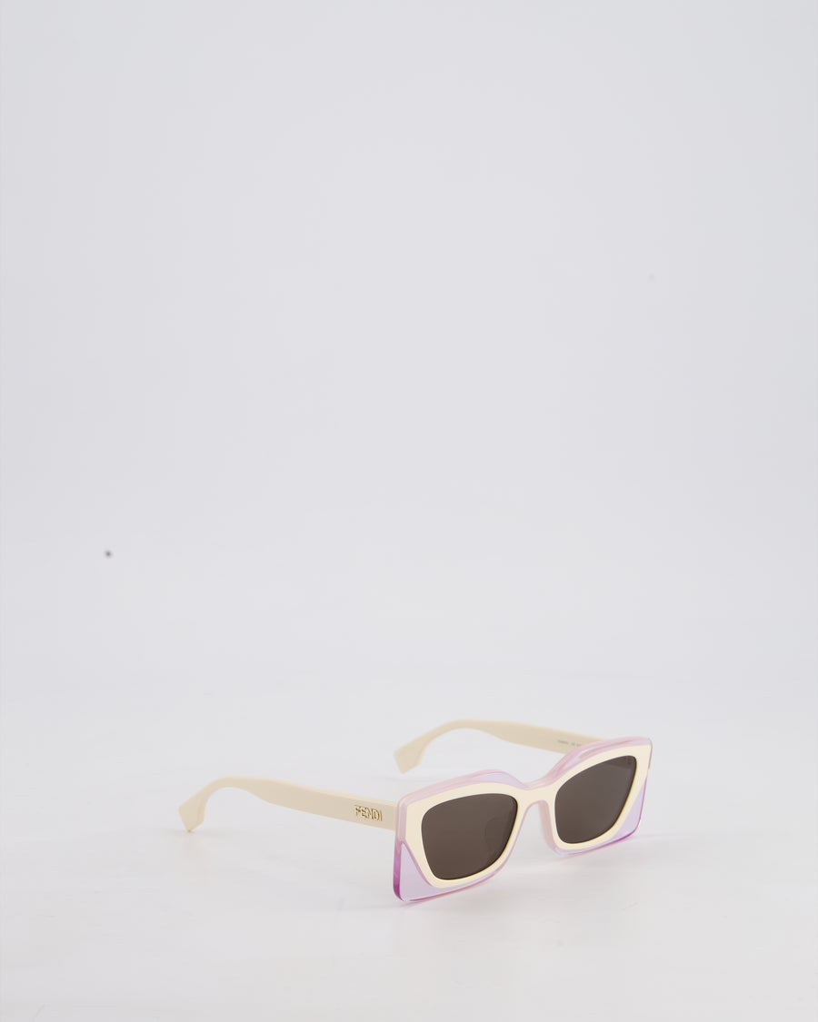 Fendi White and Lilac Feel Acetate Square Sunglasses