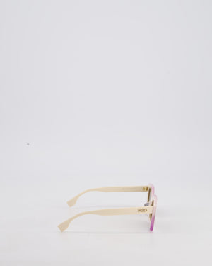 Fendi White and Lilac Feel Acetate Square Sunglasses