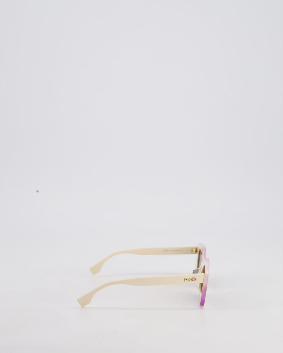 Fendi White and Lilac Feel Acetate Square Sunglasses