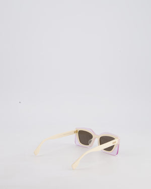 Fendi White and Lilac Feel Acetate Square Sunglasses