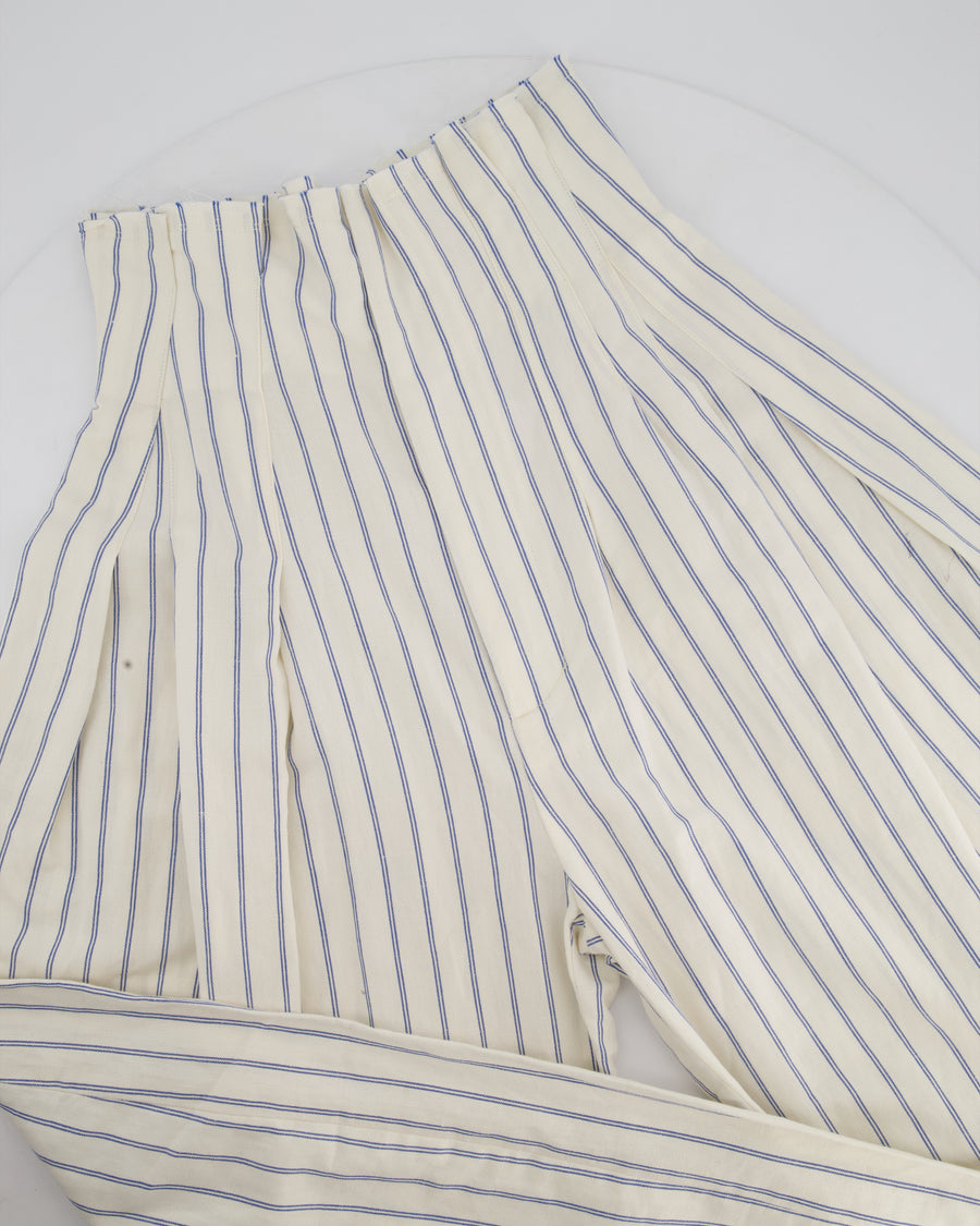 Jacquemus Blue Striped Wide-Leg High Waist Trousers Size FR 36 (UK 8)