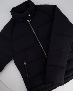 Hermès Black Reversible Puffer Jacket with Stirrup Zip Pull Detail Size M