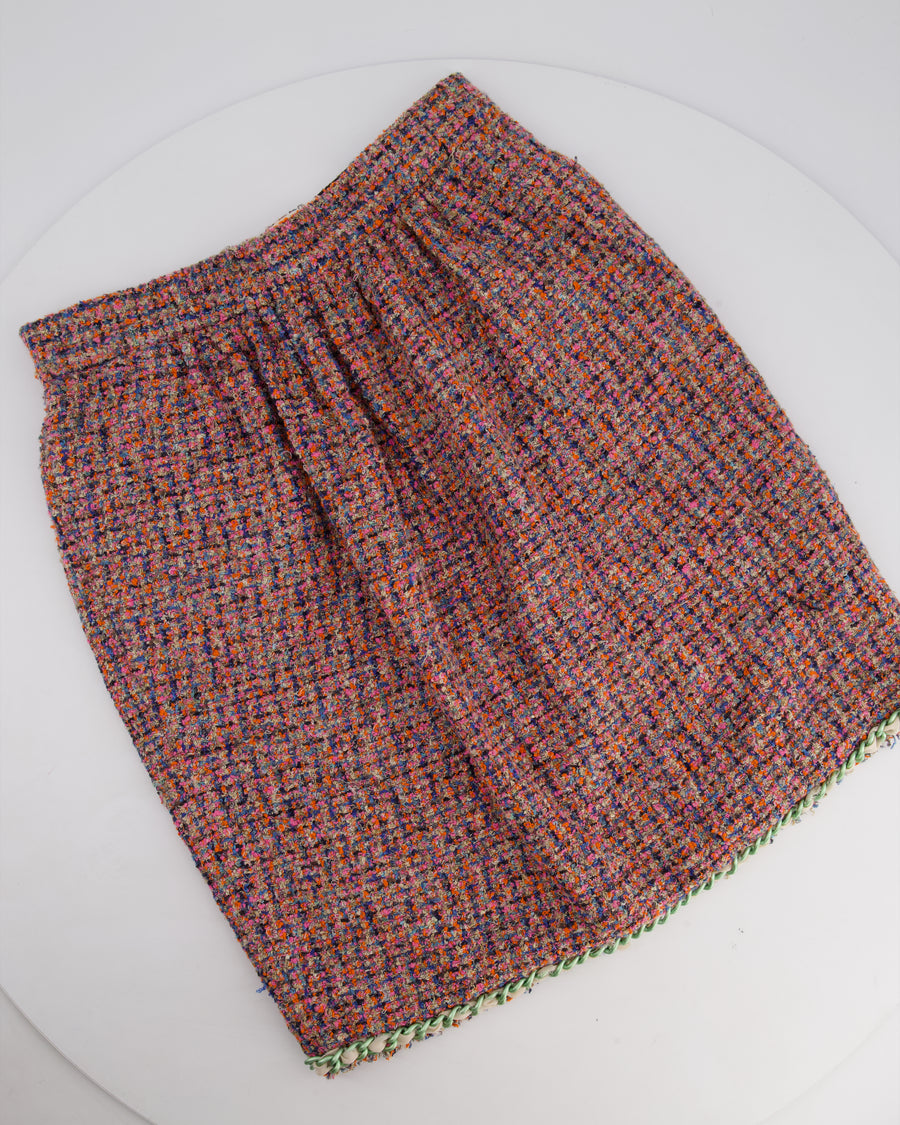 Dolce & Gabbana D&G Pink Tweed Midi Skirt with Chain Trim Detail Size IT 38 (UK 6)