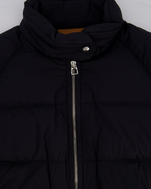 Hermès Black Reversible Puffer Jacket with Stirrup Zip Pull Detail Size M
