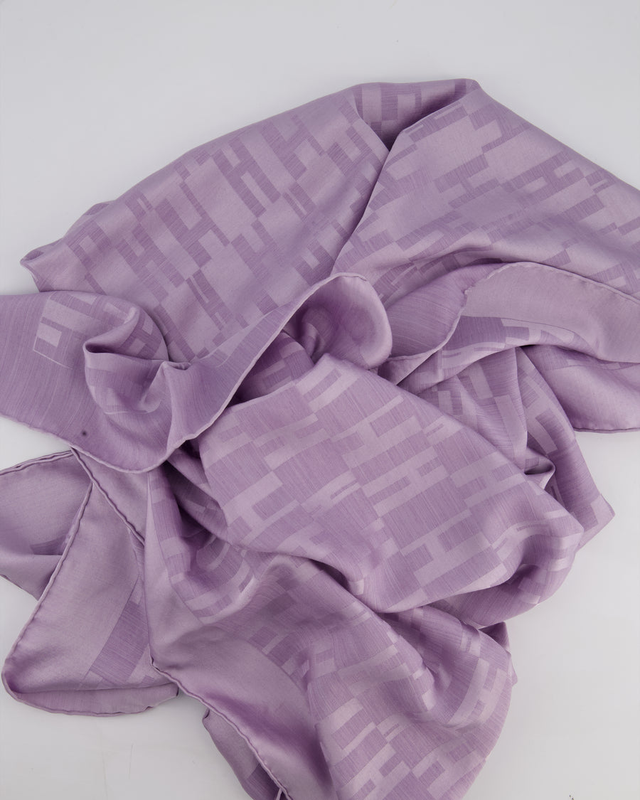 Hermès Pastel Purple Faconnee Grand H Silk Blend Scarf 70x180