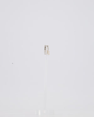 Chanel Silver Crystal CC Logo Earrings