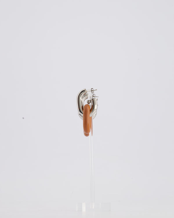 Paco Rabanne Chain Link Drop Earrings with Lambskin Detail