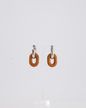 Paco Rabanne Chain Link Drop Earrings with Lambskin Detail
