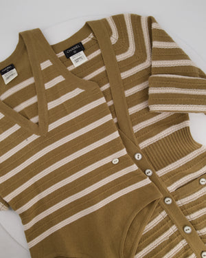 Chanel SS/15 Striped Two Piece Body & Cardigan Set with Pocket Detail Size FR 36 (UK 8)