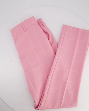 Calvin Klein Candy Pink Check Suit Jacket and Straight Let Trousers Set Size FR 38 (UK 10)