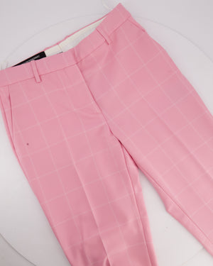 Calvin Klein Candy Pink Check Suit Jacket and Straight Let Trousers Set Size FR 38 (UK 10)